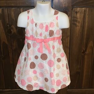 Bonnie Baby Pink/brown polka dot dress (size 18M)